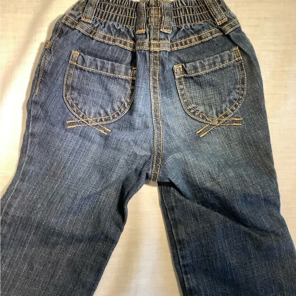 GYMBOREE “Fall Leaves & Flowers” blue jeans with falling leaves. 12-18 months. - Picture 2 of 6
